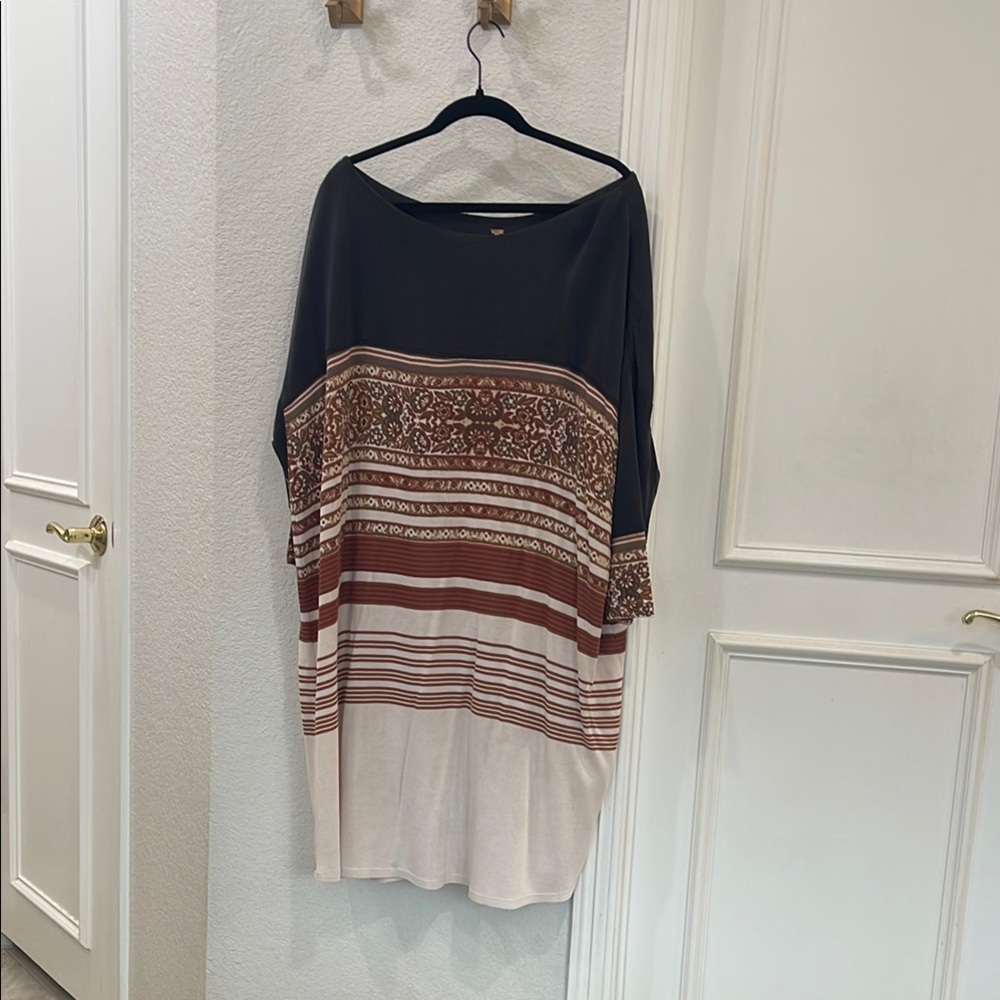 Free People Blue and Brown Oversized Tunic